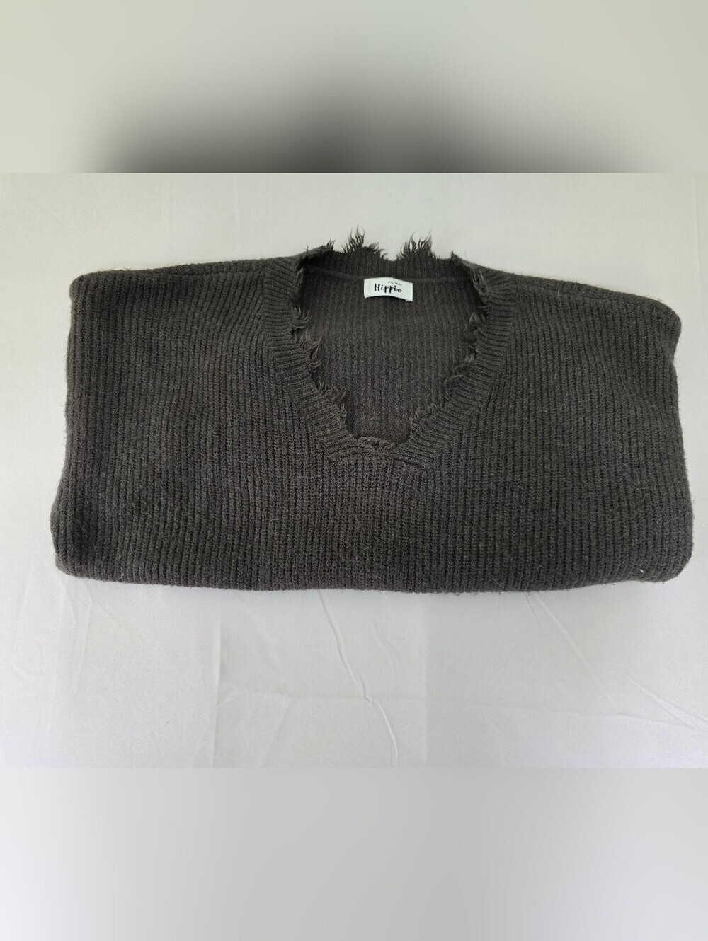 Military Hippie Distressed V Neck Sweater Size S/M